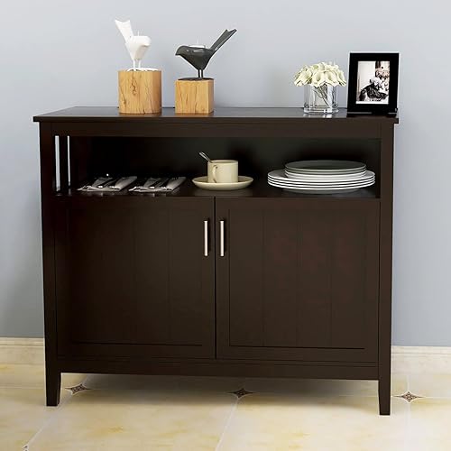 Miniatura 7 de Aparador de almacenamiento de cocina, armario de bufé, mesa de consola con 2 puertas y estante ajustable en el interior para el hogar y restaurante