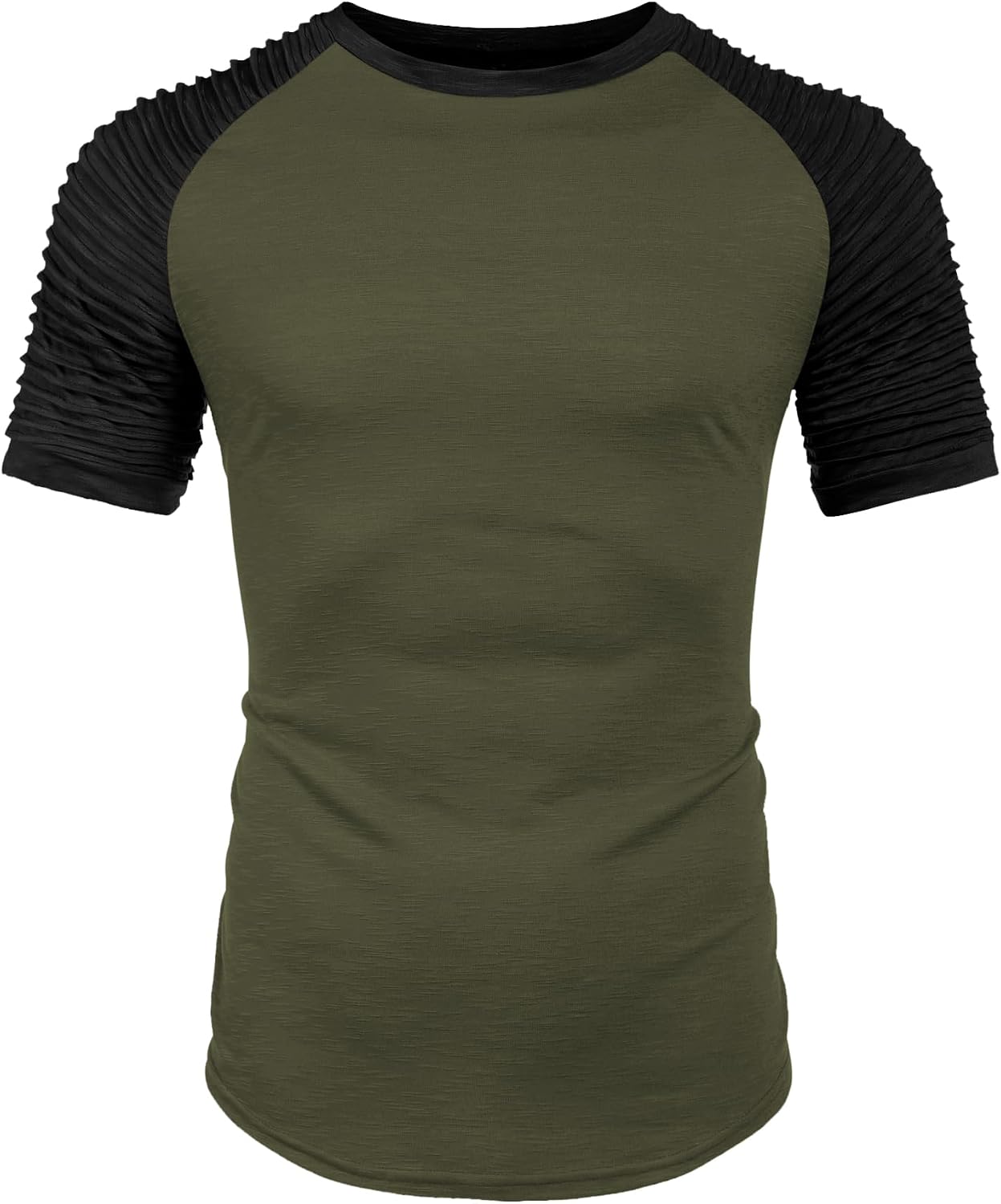 COOFANDY Men's Muscle T-Shirt Pleated Raglan Sleeve Bodybuilding Gym Tee Short Sleeve Fashion Workout Shirts Hipster Shirt