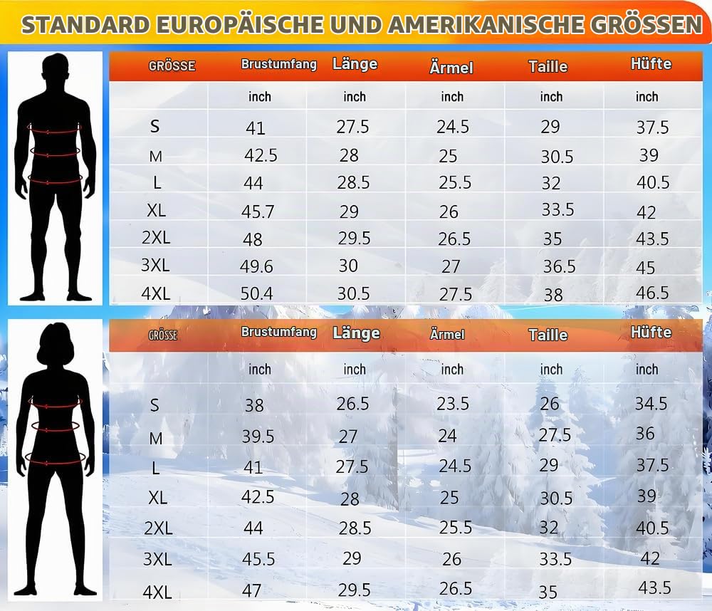 Beheizte beheizbare Unterwäsche Set Herren USB-Aufladung 42 Zonen intelligent beheizbar Thermounterwäsche Oberteile Hosen & M