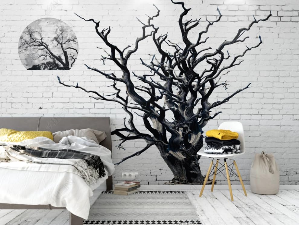 Papier peint intissé arbres fanés pour grand salon moderne