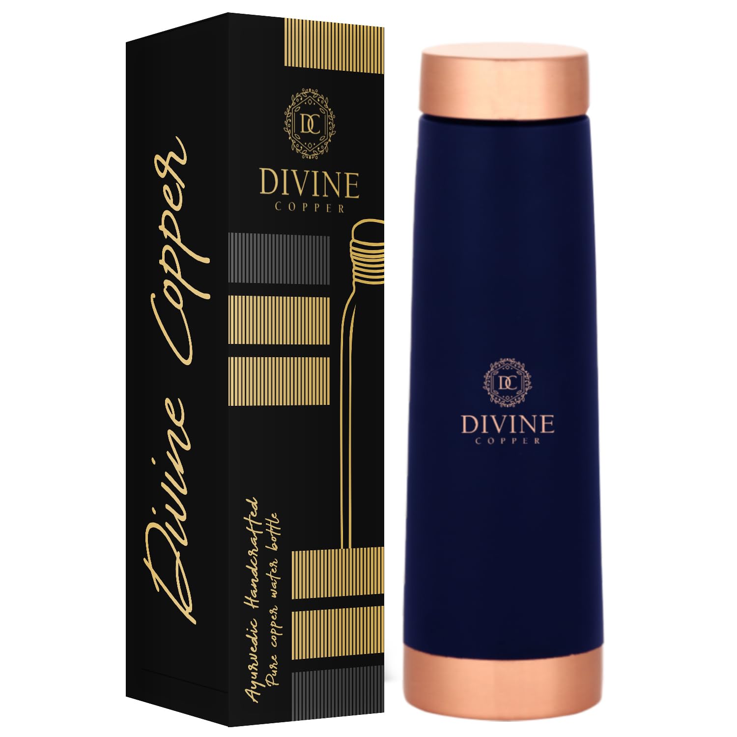 Divine copper Eclair Premium Copper Water Bottle, 99% Pure Copper, Antibacterial, Handcrafted, Best for Gifts, Easy to Clean, Leak-Proof (Regular Pack, Eclair Blue) (B0DBM4C2PH) Amazon Price History, Amazon Price Tracker