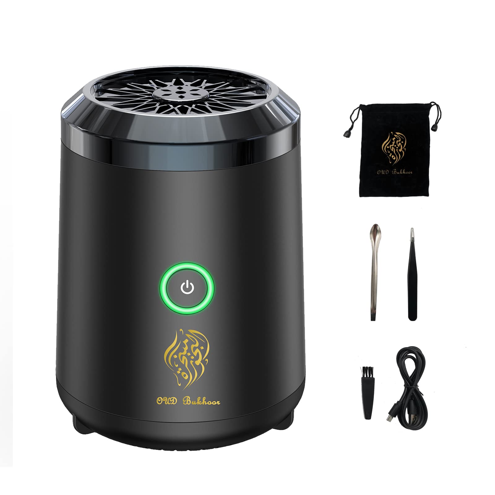 Brûleur d'encens électrique portable mini diffuseur de bakhoor arabe noir