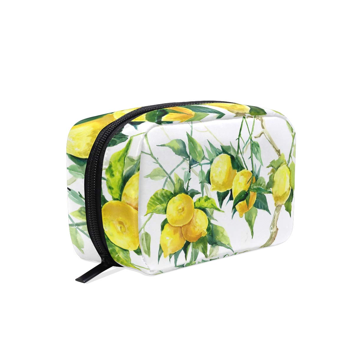 Makeup Bag Watercolor Lemons Girls Travel Cosmetic Bag Womens Toiletry Organizer