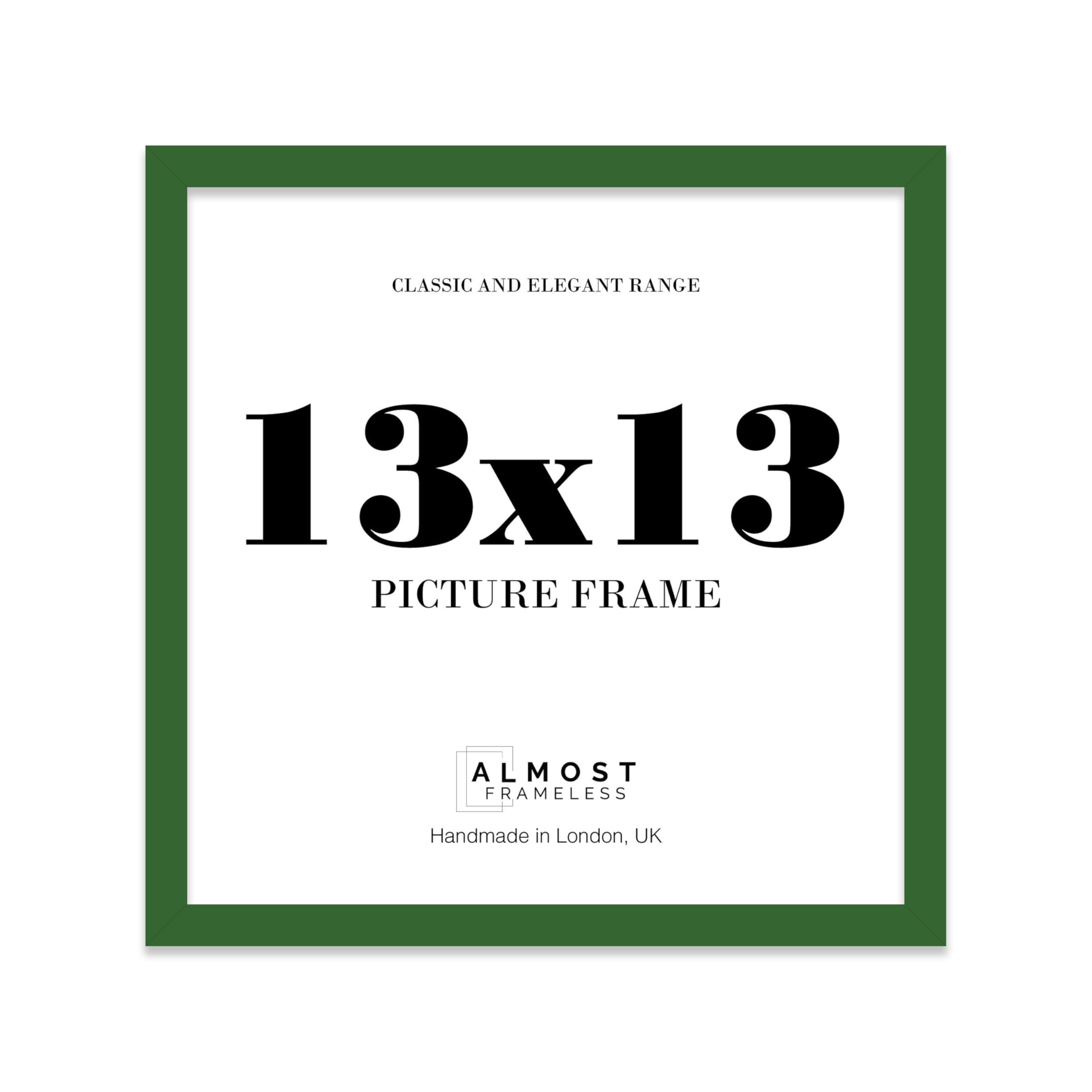 13x13 Green Picture Frame for Square Photos, Posters, Prints & Artwork, (27.9 x 35.6cm) Wall Display Slim Edge Photo Frame for Home, Office, Gallery Wall, 1 Pack