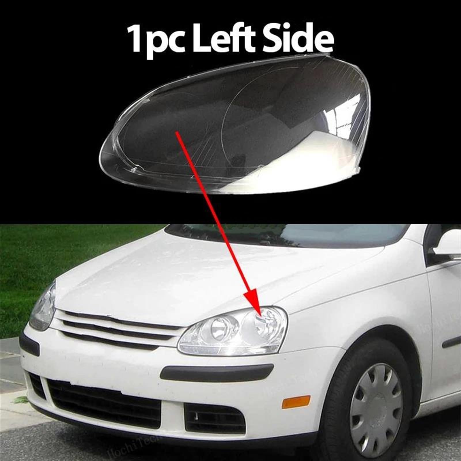 Copri Fari Per Auto Lente In Vetro Trasparente Per Golf 5 MK 5 Per Jetta A5 R32 2005-2009(1pc Left Side)