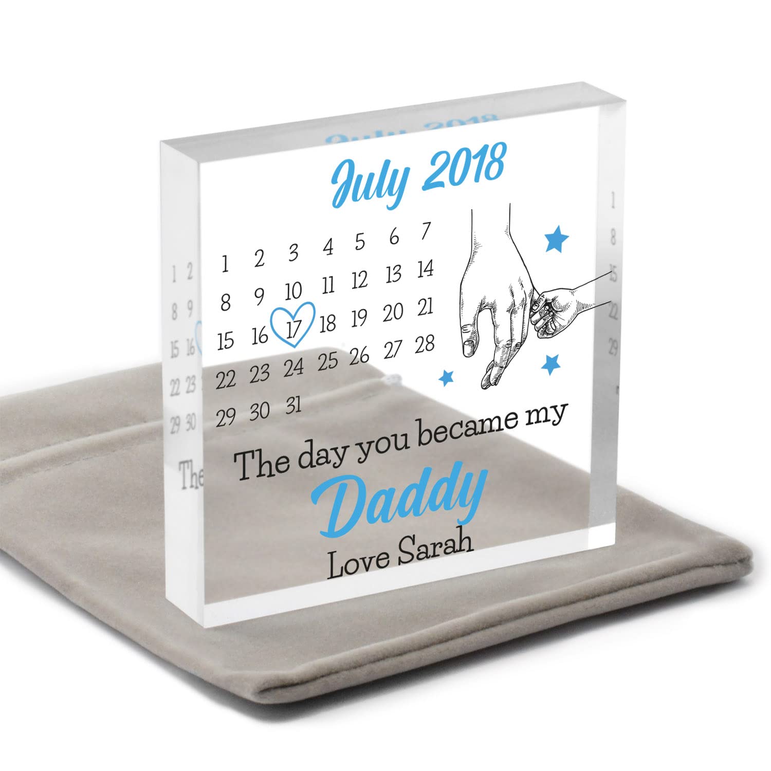 Beecreative Daddy Gifts from Baby - The Day You Became My Daddy - Dad Birthday, Christmas, Fathers Day Presents from Son or Daughter - With Grey Bag