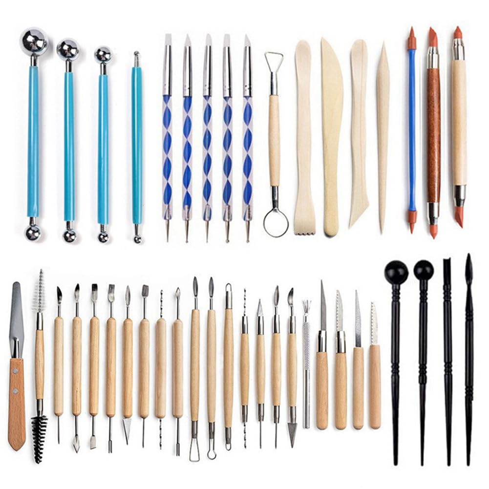 CYNAMED Edelstahl-Modellierwerkzeug-Set – 12 Stück, Doppelendig, Für Wachs, Ton & Kunst