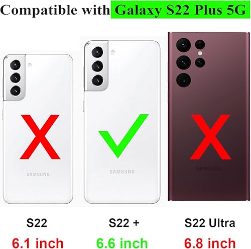 Miniatura 2 de JAKPAK Funda para Samsung Galaxy S22 Plus 5G, con cremallera, de cuero, con ranuras para tarjetas, funda protectora con cordón, compatible con