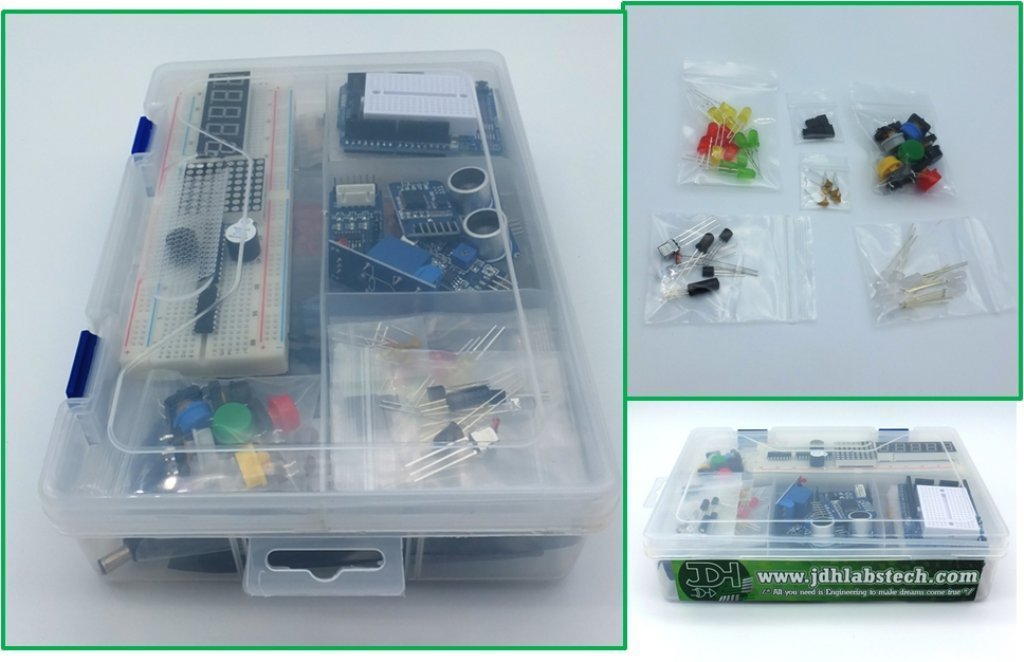 Mega 2560 Starter Kit Ultra (100% Compatible con Arduino IDE) con Porta baterías, WiFi, Bluetooth, Sensores, Modules, Kit de Resistores y Componentes: >220 Elementos!