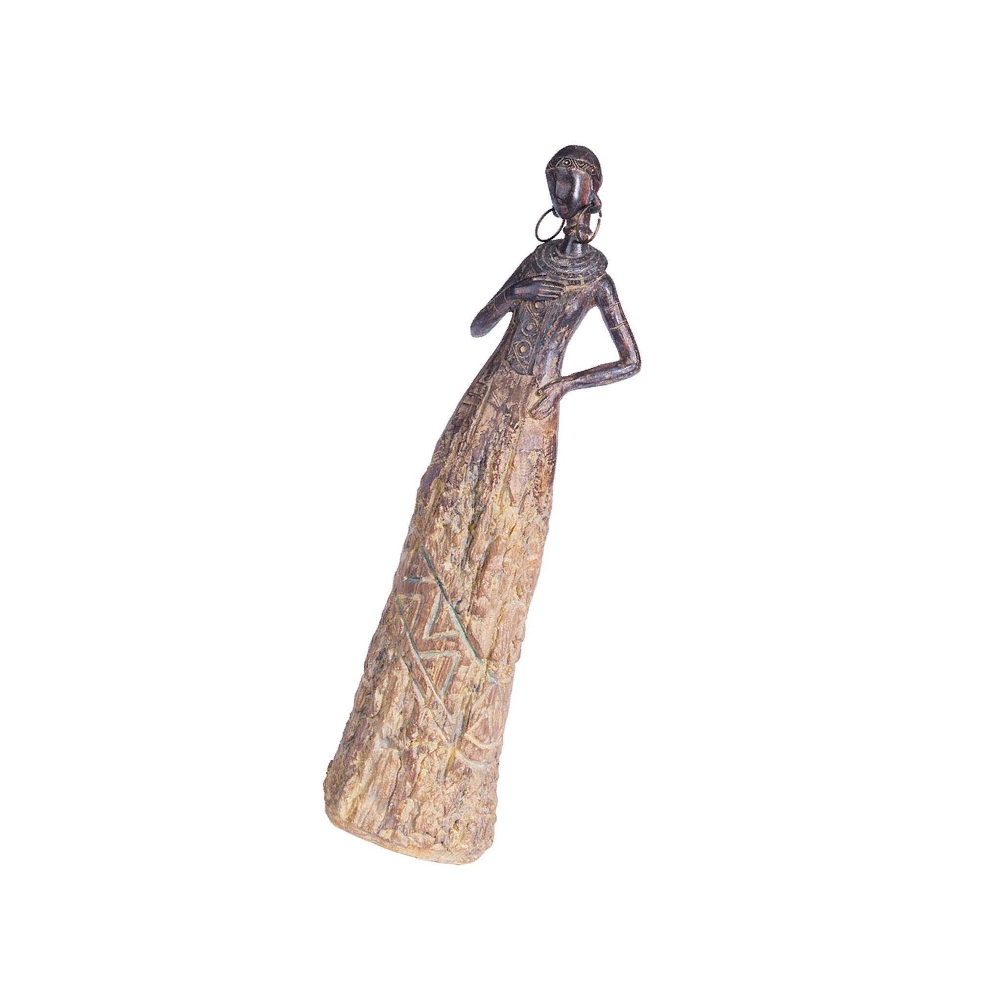 Affascinante Statua Femminile Tribale della Statuetta della Signora Africana in Resina per Libri da Tavolo, Tipo 7