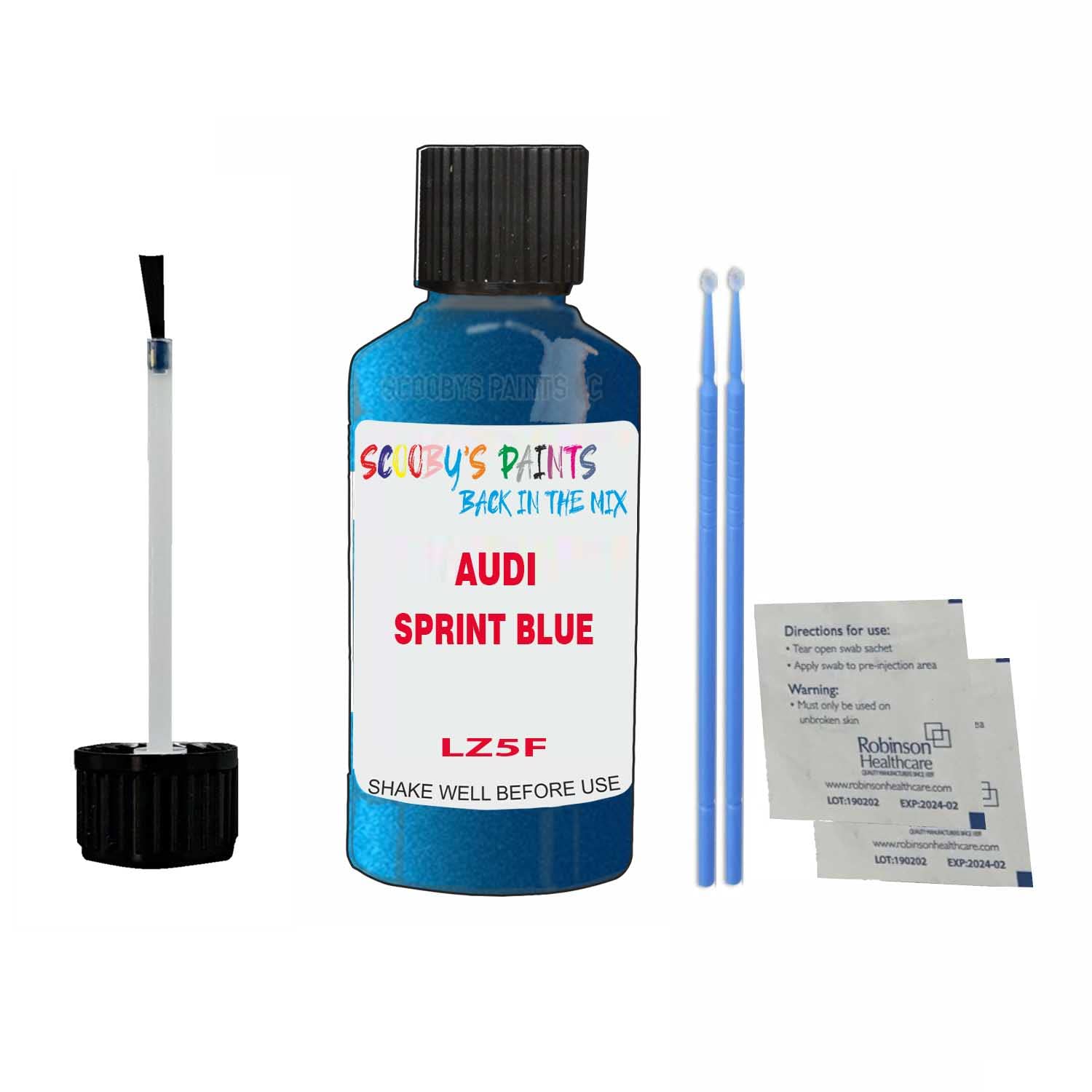 Scoobys Paints Back In The Mix Sprint Blue Touch Up Paint For Audi A2 Lz5f 2003-2015 30Ml Bottle Brush Scratch Stone Chip Repair Pen