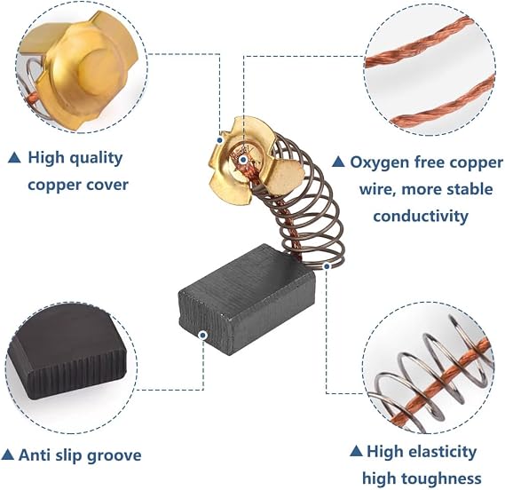 40pcs 10 Sizes Electric Motor Carbon Brushes Power Tool Replacement Part | For Replacement Repair Power Tools and Motors Part Such as Electric Hammer Drills, Circular Saws, Angle Grinders