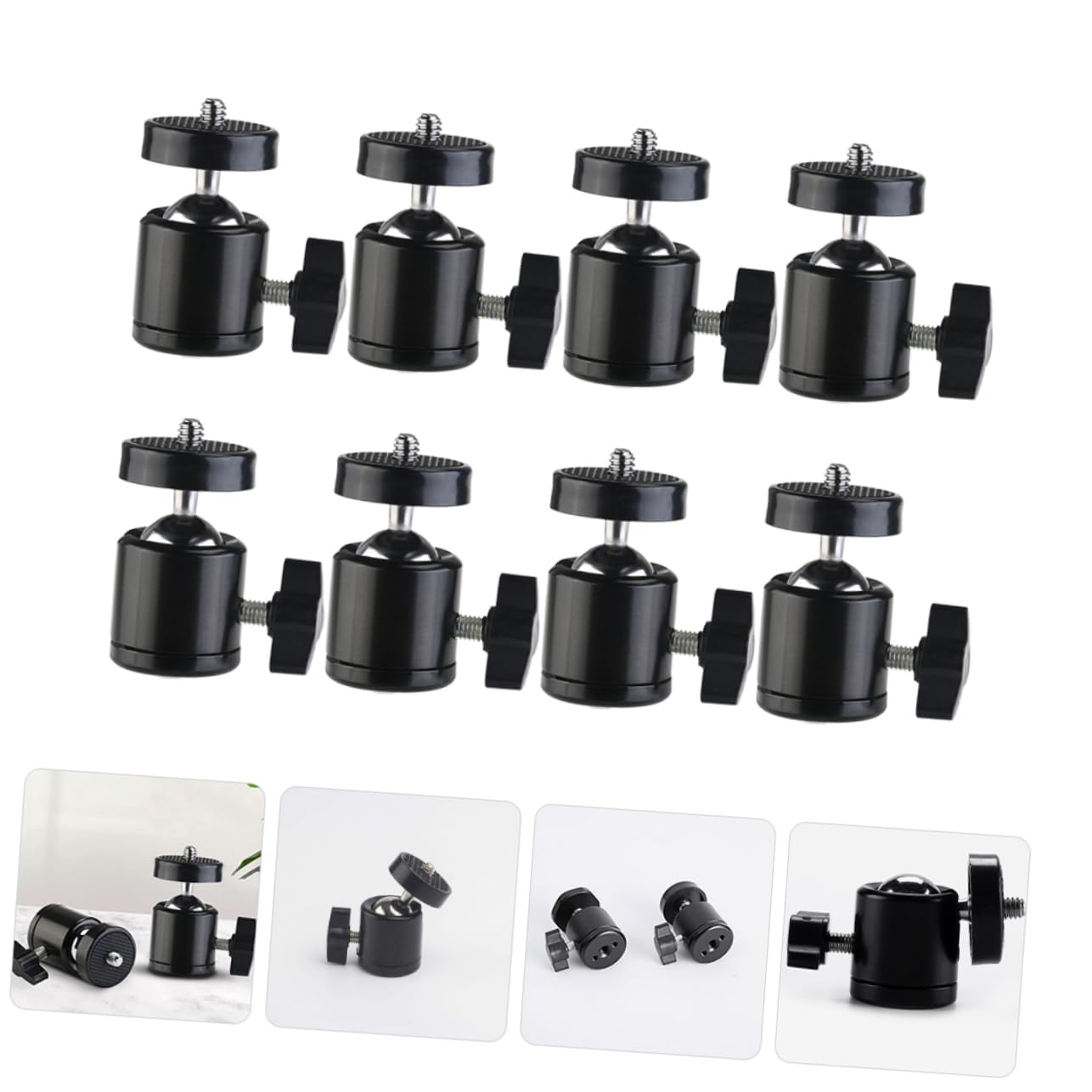 ifundom 8pcs Camera Mount Tripod Ball Heads Adapter for Camera Head 360 Degree Swivel Metal Construction Live Streaming Accessory