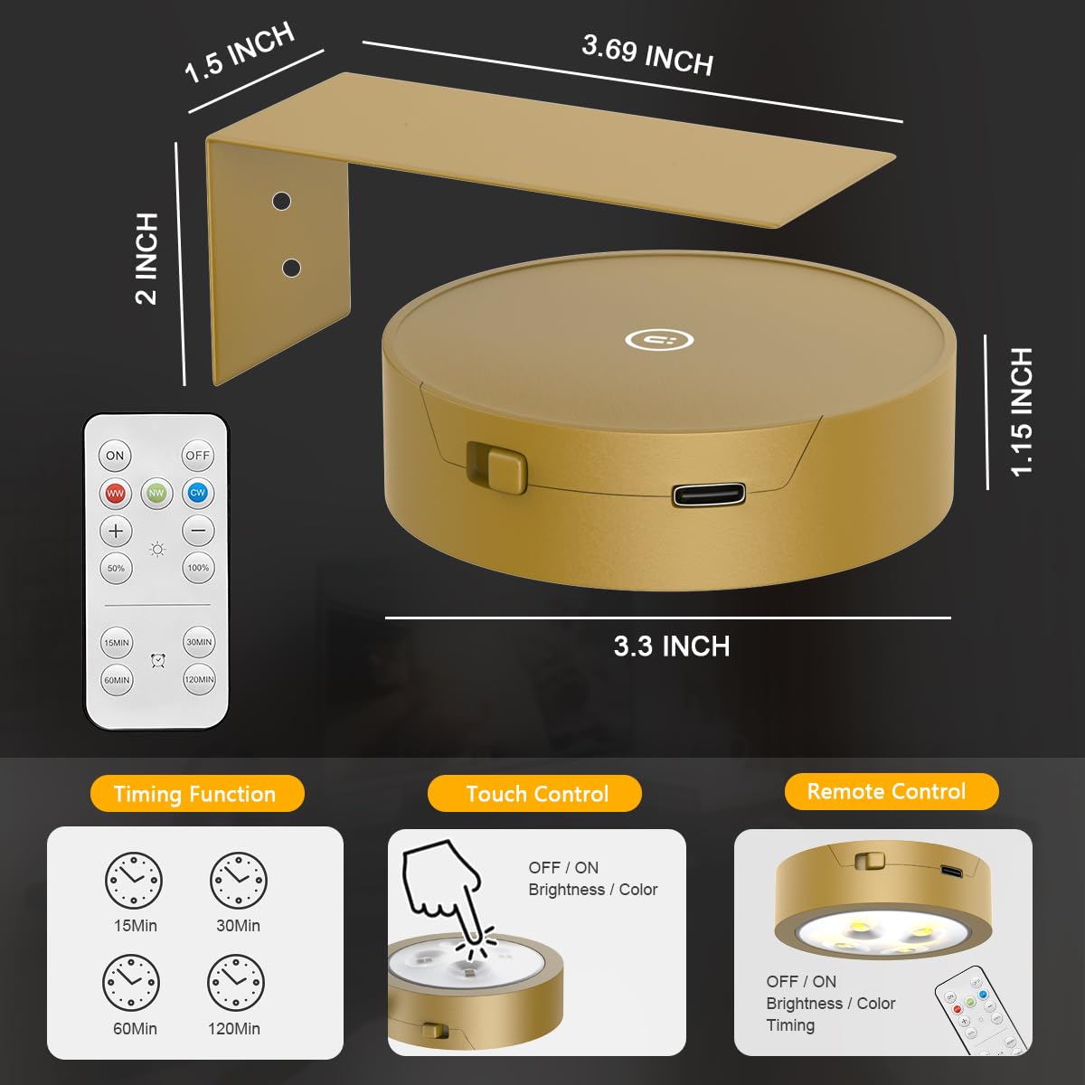 Luci Cornice Foto VIGMOJ Ricaricabili - 16 Colori RGB Con Telecomando, Confezione Da 3