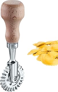 Westmark Cortador de Raviolis, roda para pastelaria, roda PRÁTICA para cortar massa caseira e massa de pastelaria, Ø 39 mm, zinco, madeira de faia