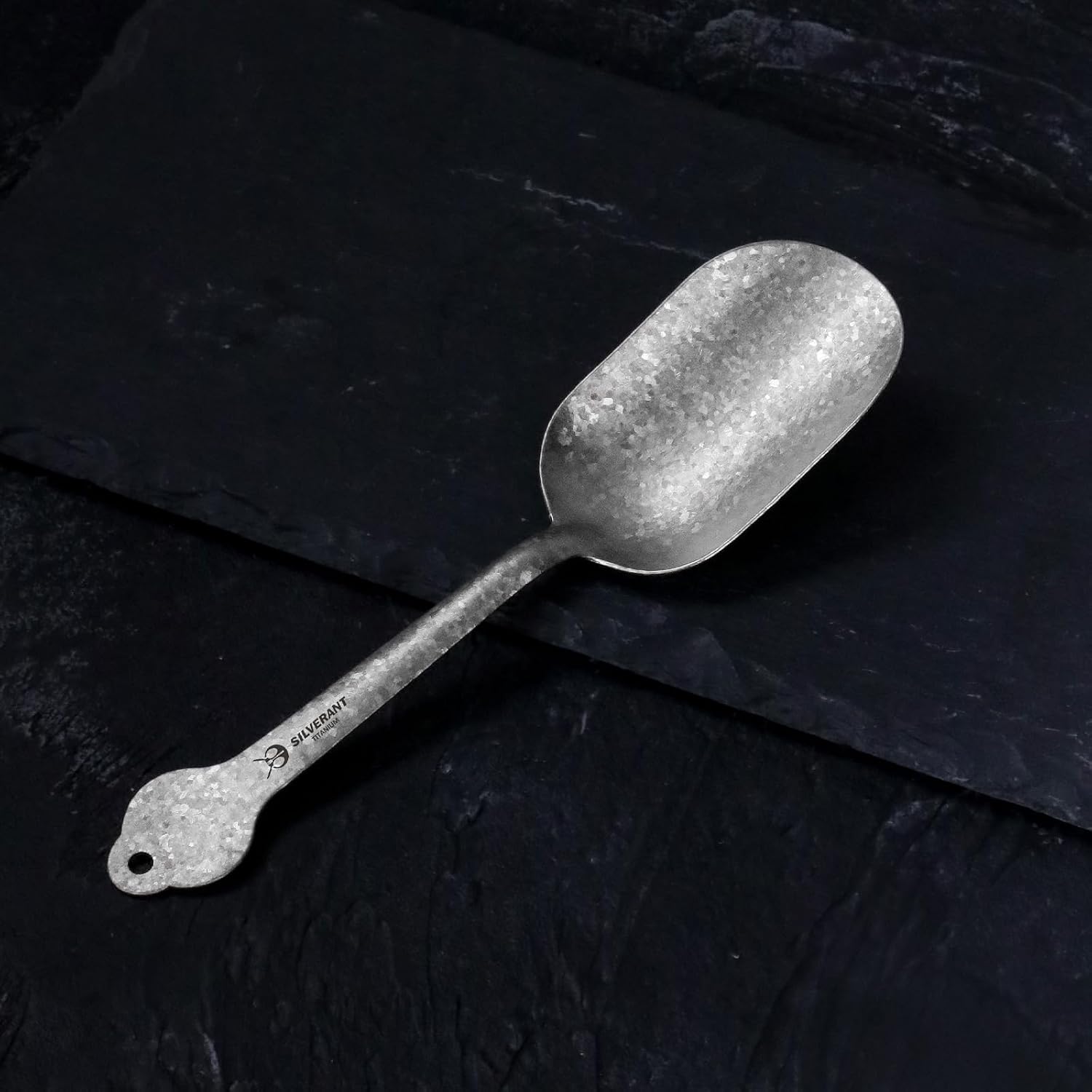 SILVERANT Shovel Spoon Titanium Reuseable Dessert Spoon for Ice Cream Tea Coffee Pudding Yogurt (Tea Scoops - Crystallized)