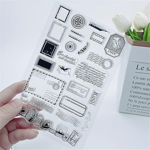 Sello postal vintage inglés transparente para decoración de tarjetas, álbumes de recortes, brújula de correo, mapa de viaje, sello transparente de