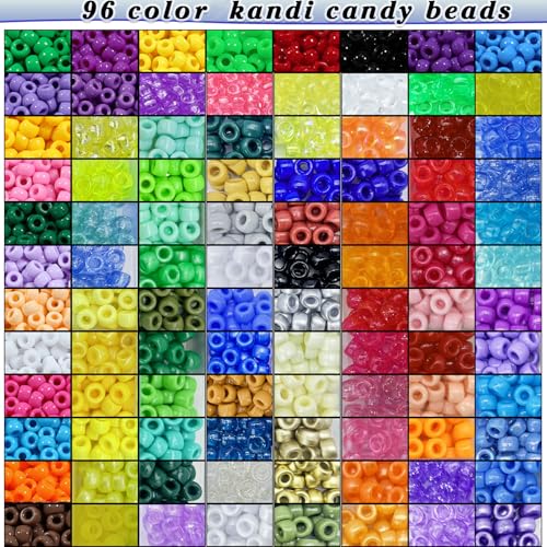 Perles Kandi pour bracelet et bijoux : kit de 3500 pièces en 96 couleurs avec breloques