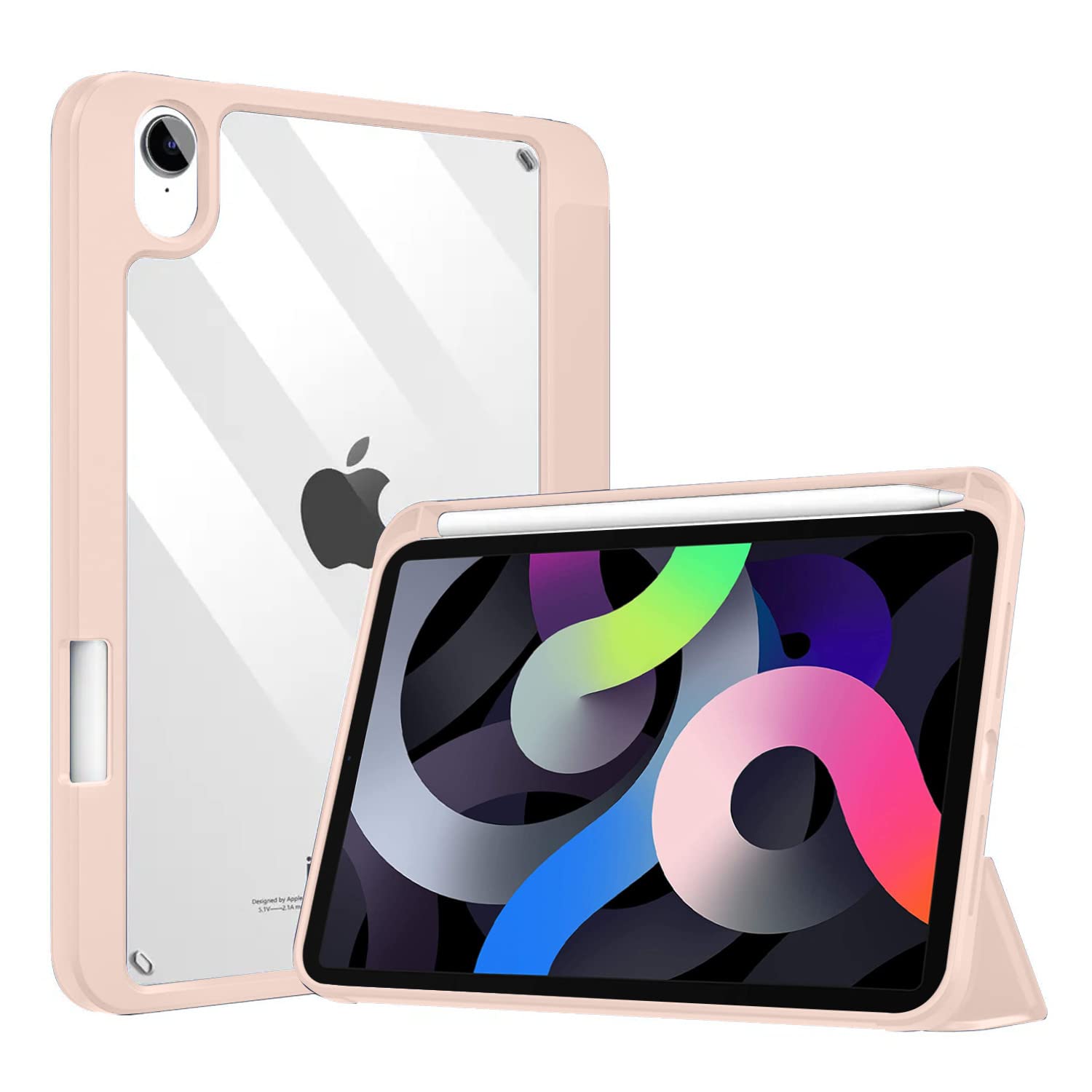 Pikkme Smart Trifold Back Flip Cover Case Stand for Apple iPad Air 5th/4th Gen 10.9 inch | Transparent Back with Pencil Holder (Pink) (B0BSFF1998) Amazon Price History, Amazon Price Tracker