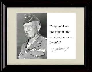 George Patton Quote - Mercy on My Enemies - Framed Print