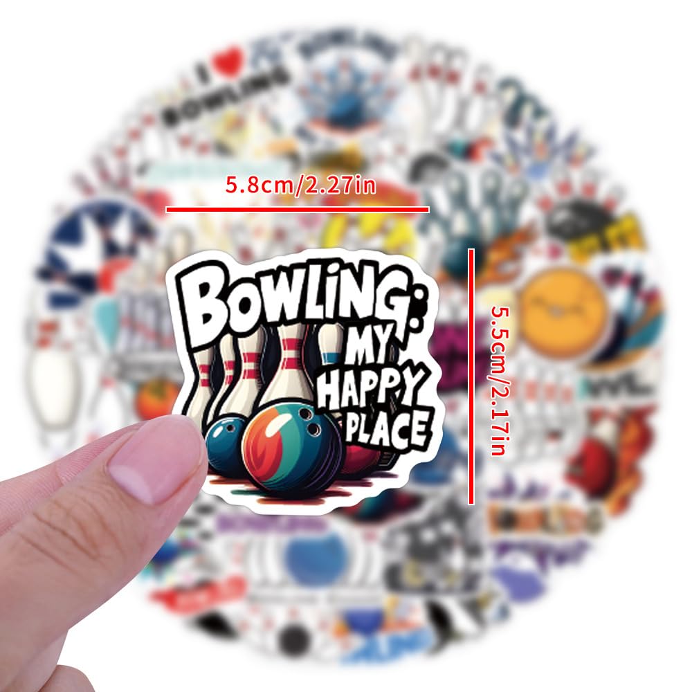 Bowling Stickers 55PCS, Life Bowling Decals Waterproof Vinyl for Water Bottles,BowlingSticker for Luggage, Teaching Incentives, Gifts for Kids, Teens and Adults