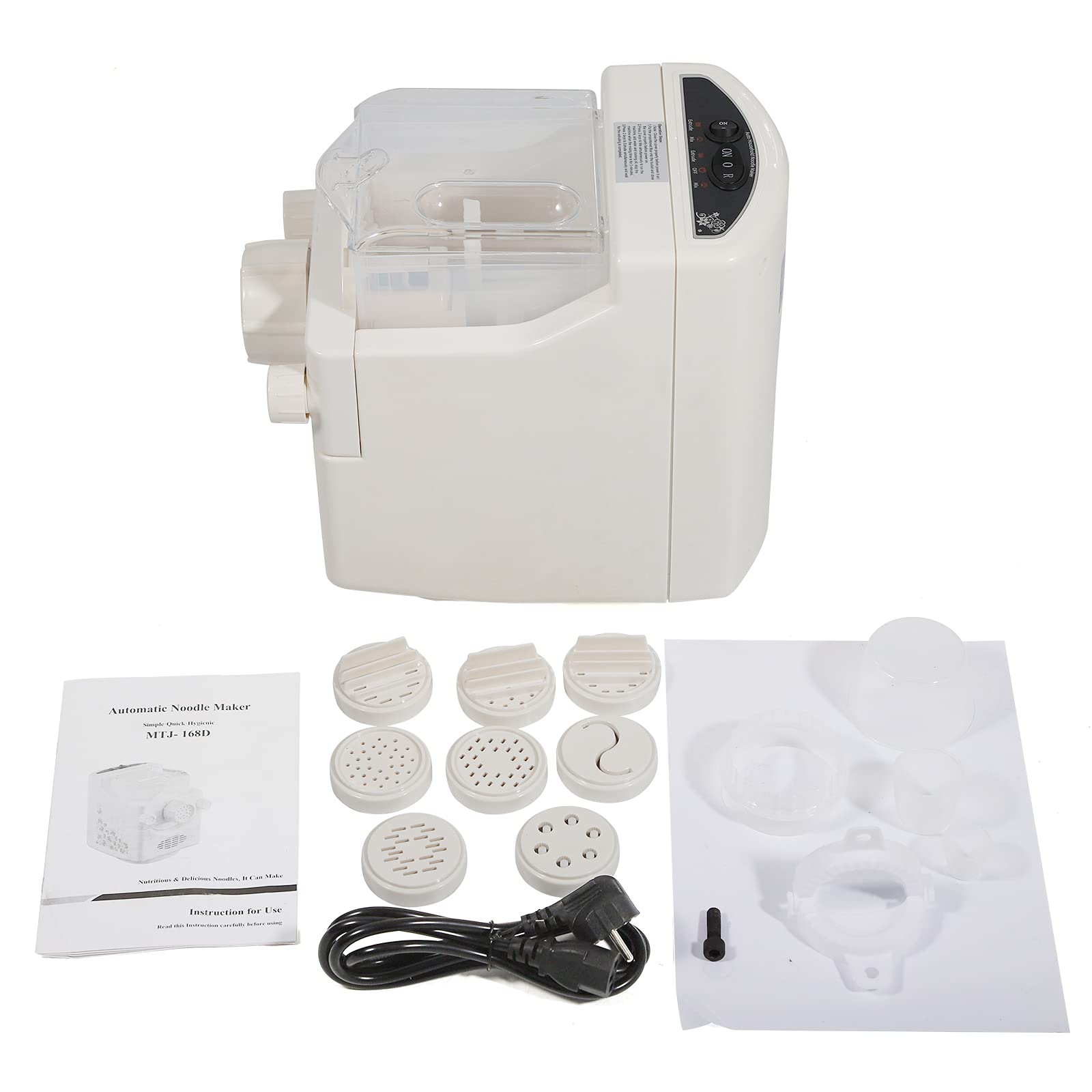 Maquinaria de pasta, máquina eléctrica de 260 W, máquina de hacer pasta totalmente automática, capacidad de 500 g, hay 13 tipos de formas, máquina de pasta doméstica, máquina para hacer pasta de masa