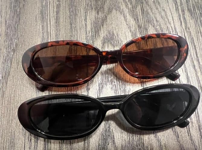 Vista 6 de Laurinny Gafas de sol de los años 90 para mujeres y hombres, retro, ovaladas pequeñas