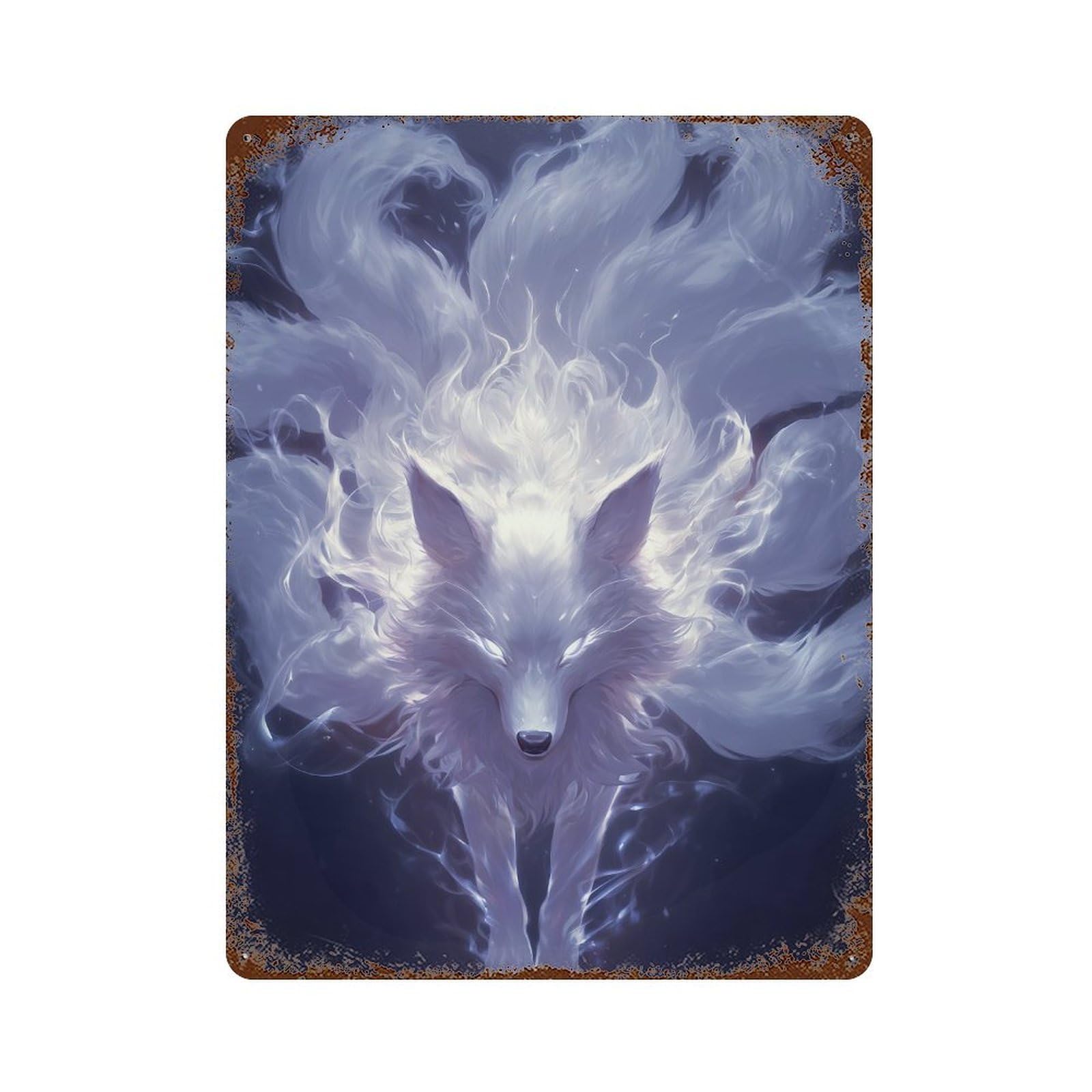 Fox Spirit Energy Artwork Rust Effect Tin Sign 15.7"x11.8", Industrial Home Decor for Garage, Pub Or Kitchen