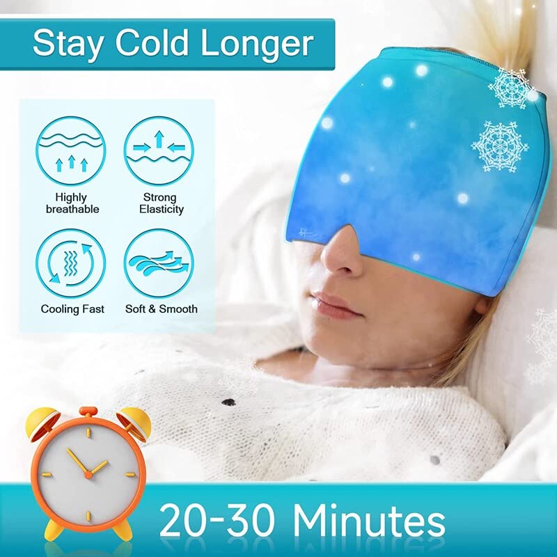 MVM Enterprise(1 pc) Reusable Gel Migraine Ice Cap Headache Relief Hat, Migraine Relief Gel Cap Hat Cool Ice Pack Eye Mask Migraine Cap Hat Gel Ice Headache and Migraine Relief Cap Wrap 1