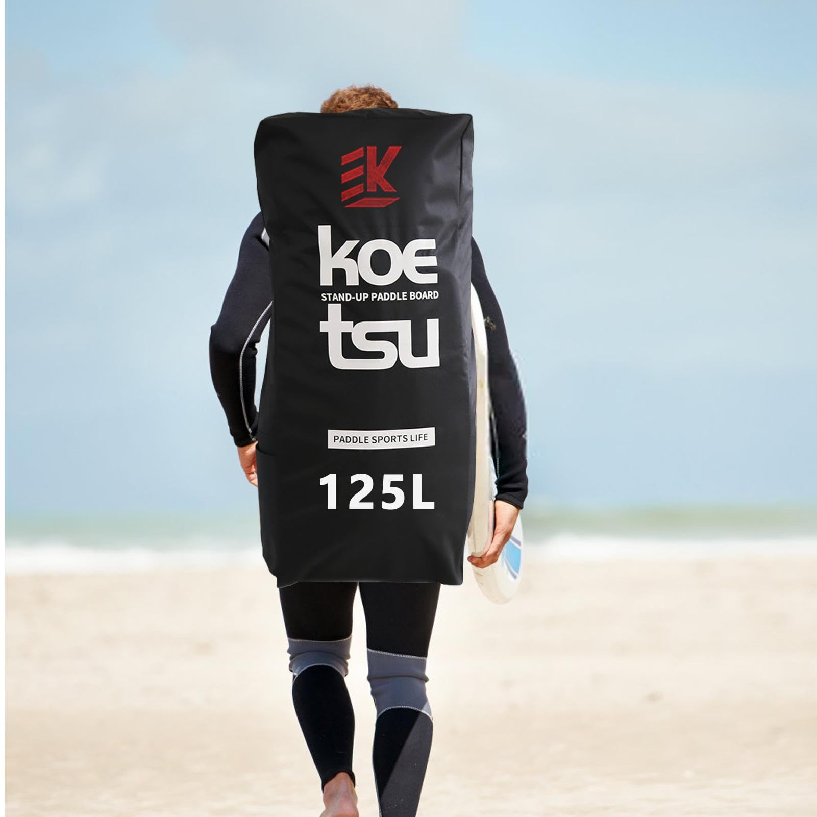 Zaino per paddleboard, 125 l, gonfiabile, impermeabile, con tracolla imbottita, per SU-P, tavola da surf e