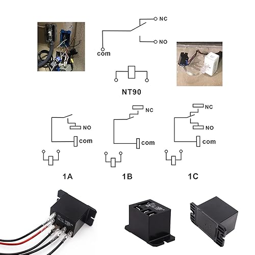 Miniatura 3 de CDIYTOOL Paquete de 4 relés de potencia AC120V, 120 VCA 30A SPST (1NO) con terminales de crimpado de conexión rápida, cables, mini relé para motores