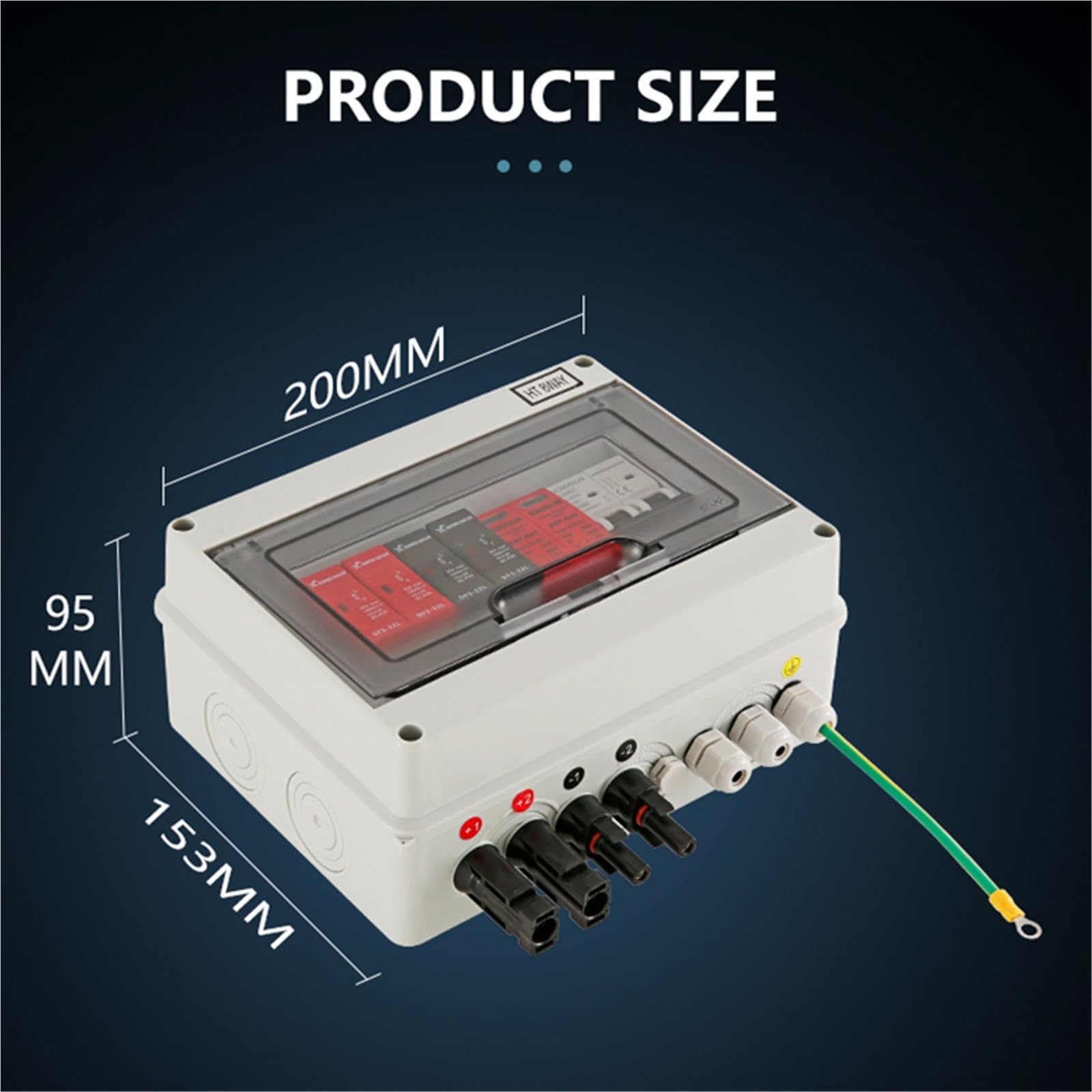 Quadro di combinazione fotovoltaico solare con protezione contro i fulmini, 2 ingressi, 1 uscita, DC 600 V, fusibile MCB SPD, scatola impermeabile a 2 stringhe, IP65(16A DC MCB)