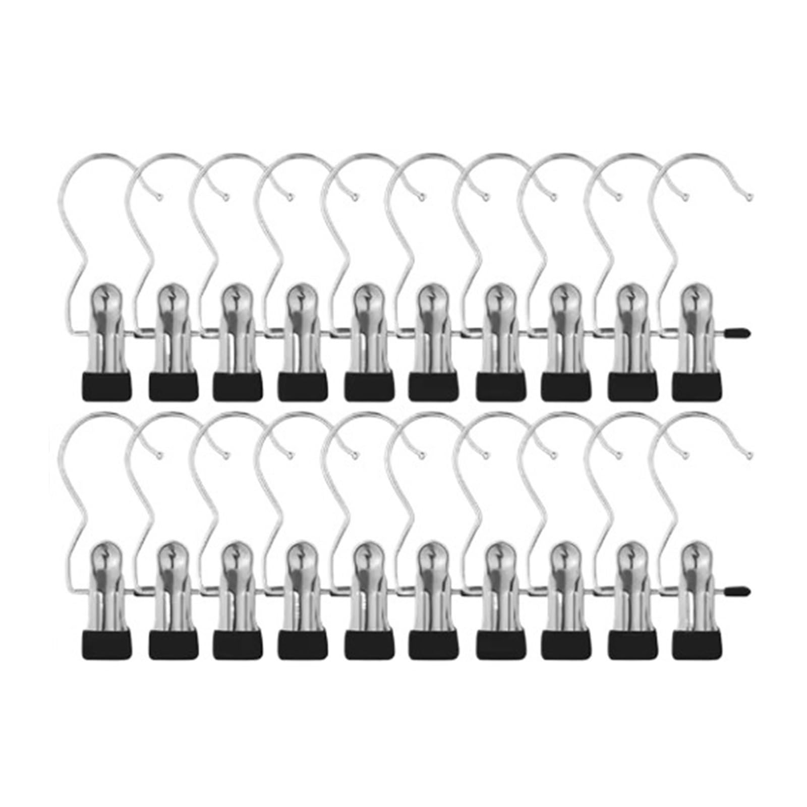 Clothes Pegs with Hooks Space-Saving Laundry Hangers for Closet Organization(Black-20pcs)
