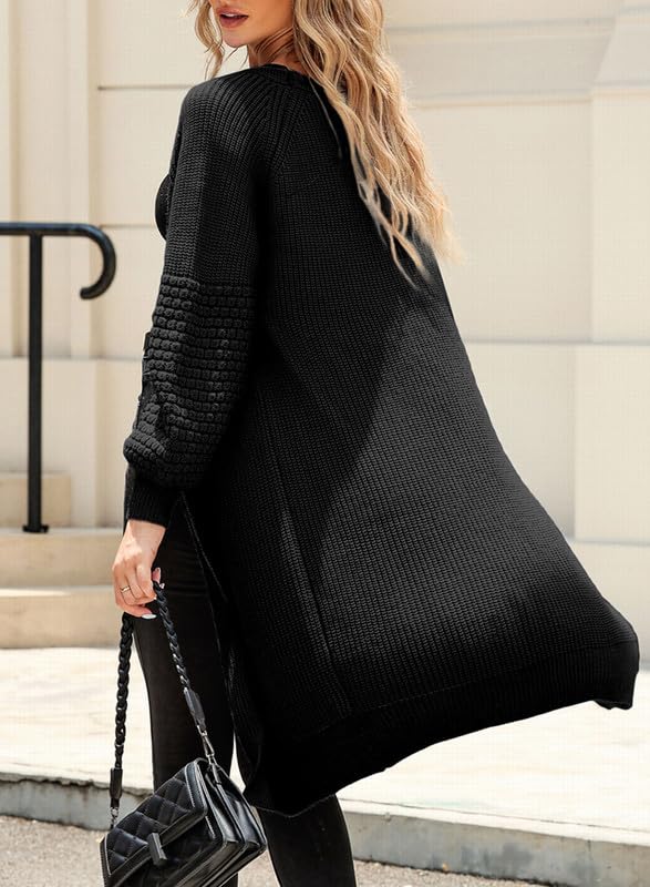 Image of Dokotoo Women's 2026 Fashion Casual Open Front Long Sleeve Chunky Cable Knit Cardigans Sweaters Outerwear Coats
