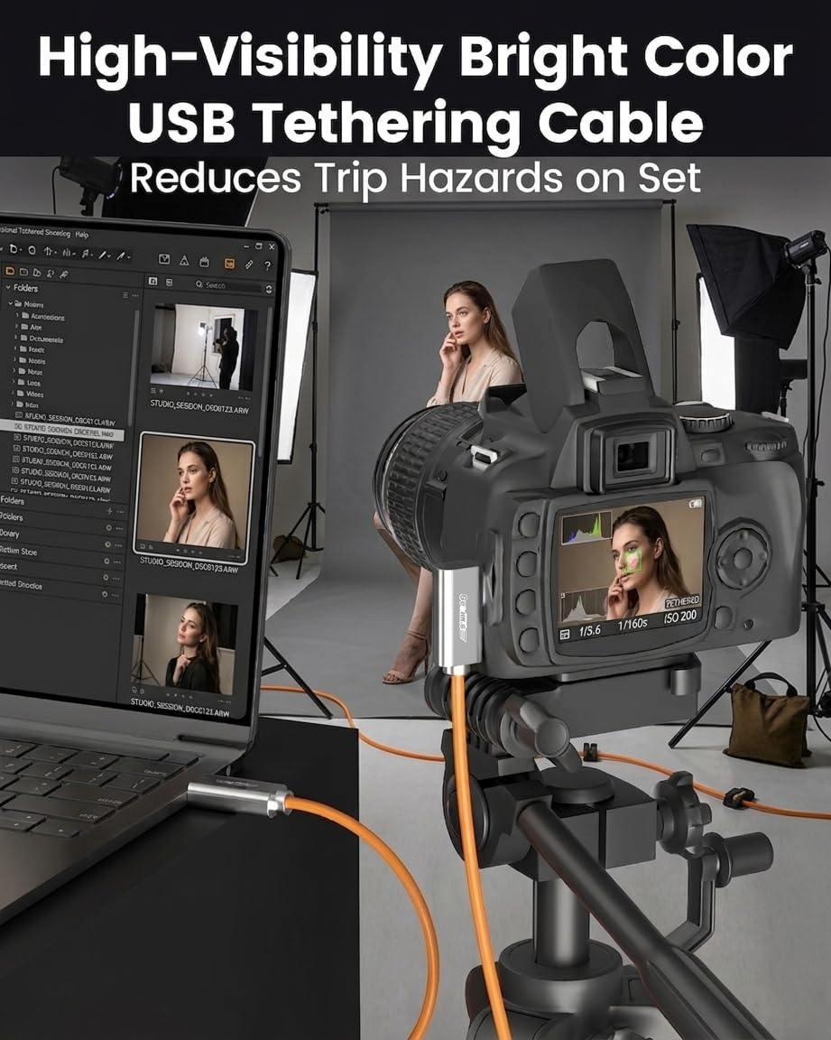 GeoHN.G Cavo USB C in fibra ottica ad angolo retto, 7,5 m