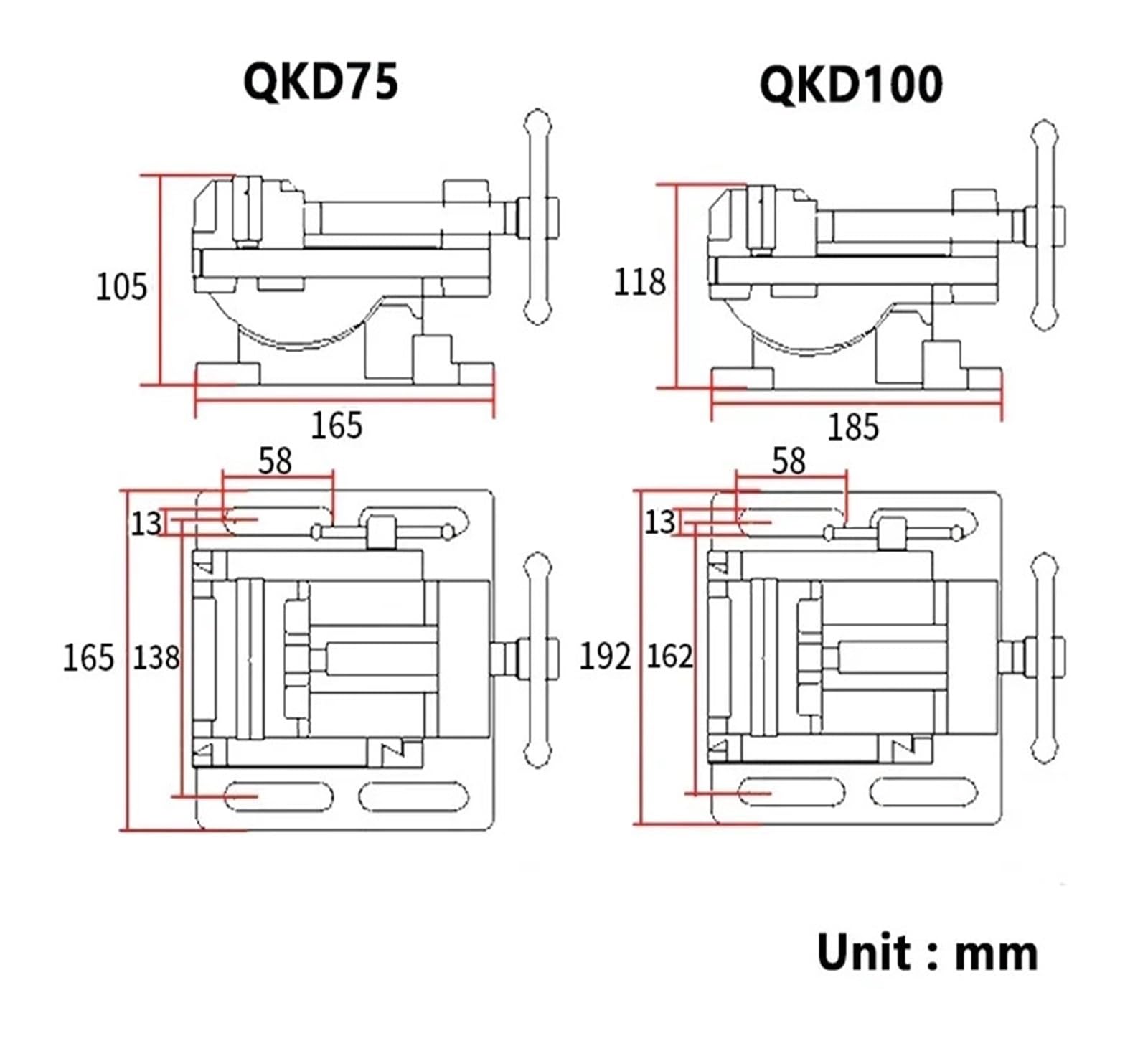 QKD100 Kipp-Maschinenschraubstock for Fräs- und Bohrmaschinen