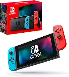 Nintendo, Console, Nintendo Switch, Nacional, V2, Portátil e Doméstico, Bateria de até 9 Horas, Inclui Joy-Con com Suporte e Alças, 1 ano de Garantia, Azul Neon e Vermelho Neon