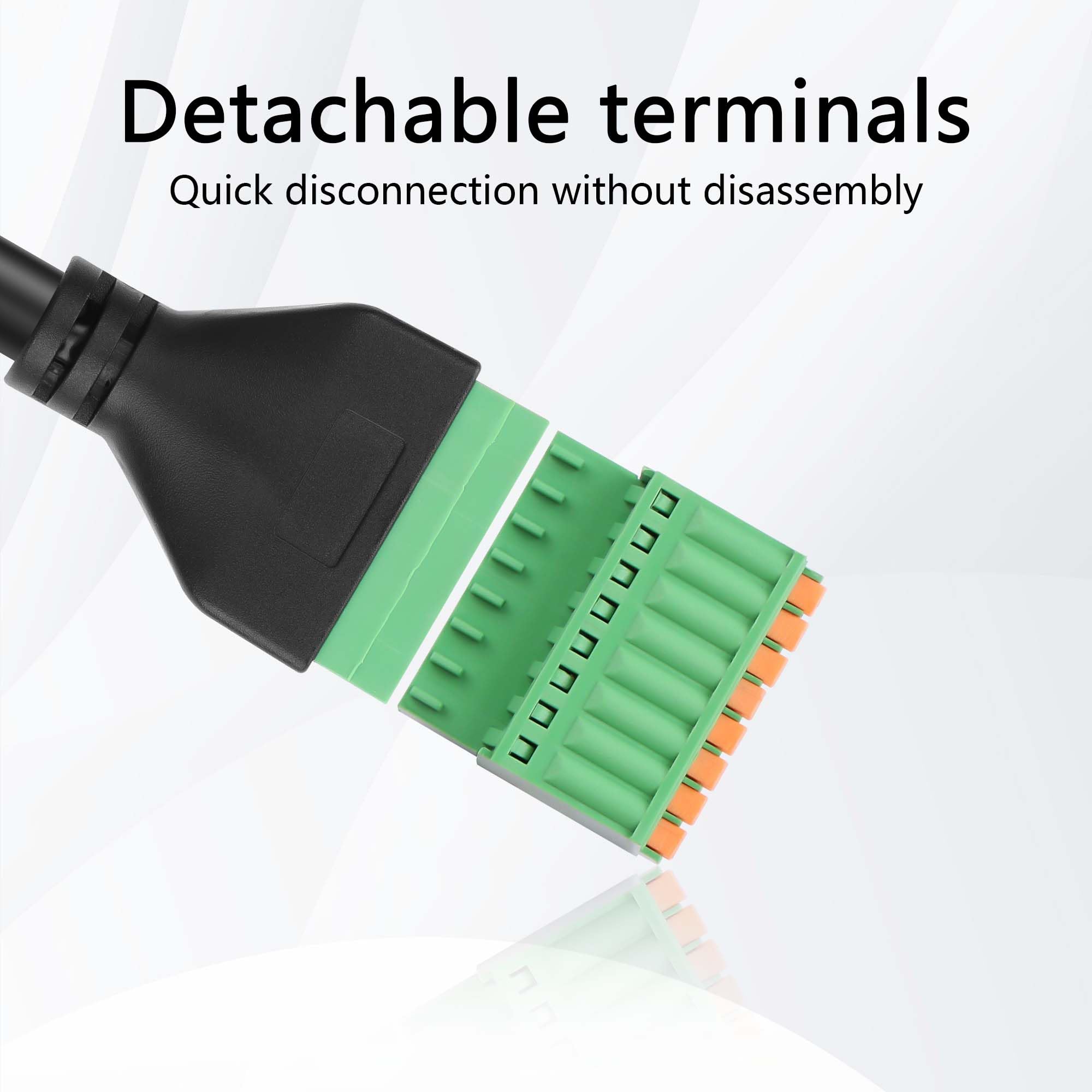 GINTOOYUN RJ45 to 8-Pin Crimped Terminal Cable Cat5 Quick Crimping Spring Ethernet Cable RJ45 8P8C Male to 8-Pin Solderless Detachable Terminal Ethernet Cable for Laptop,Router etc(13.07 Inch) - Image 3
