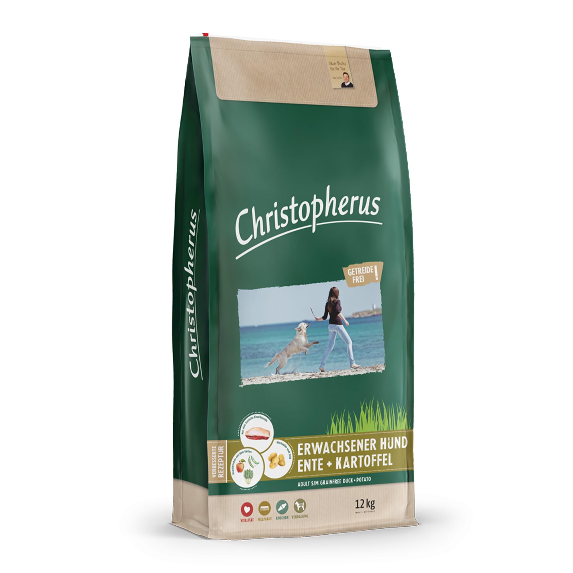 Christopherus Getreidefrei Ente + Kartoffel 12 kg (UMPACKGROSSE 1),