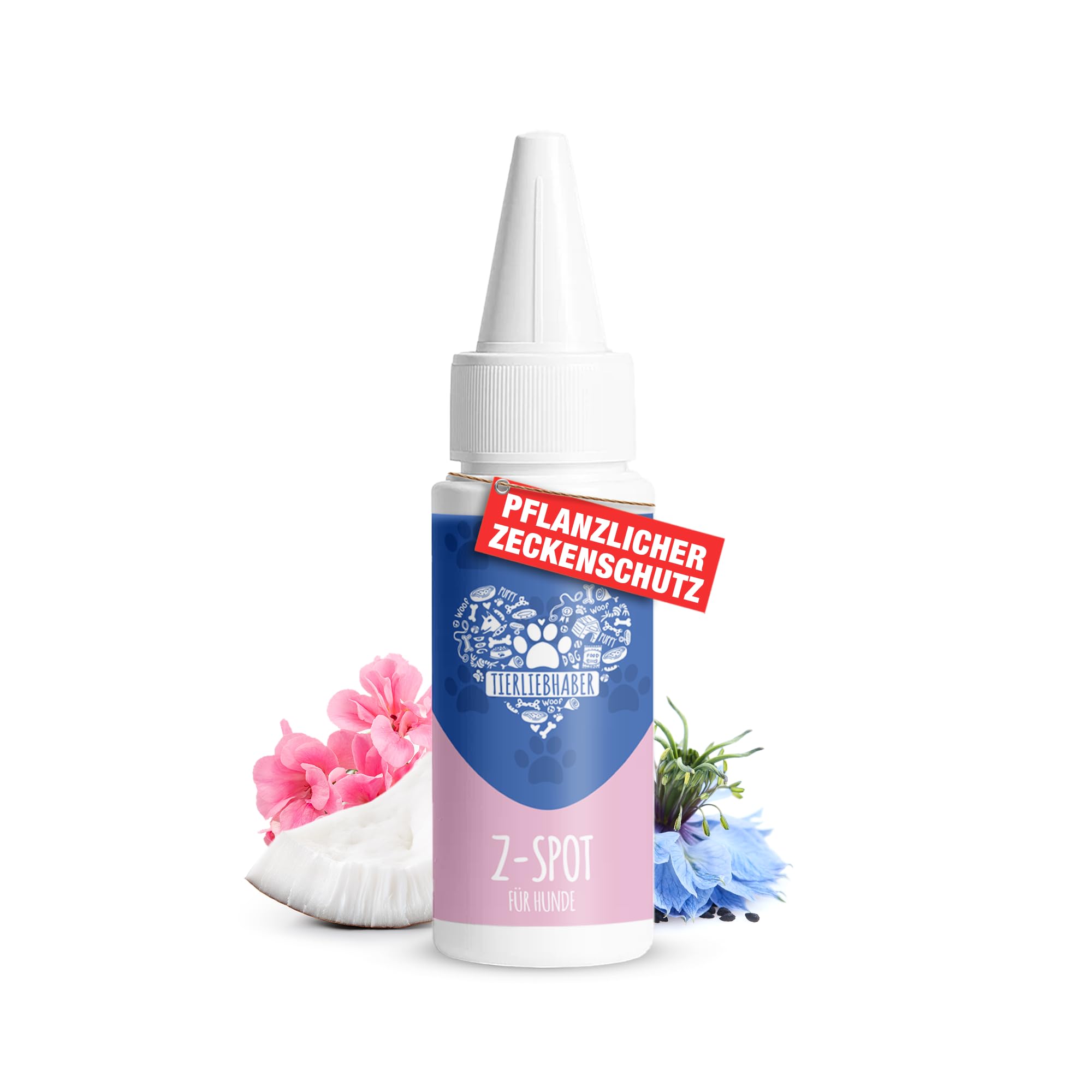 Zeckenschutz Hund Z-Spot mit Geraniol – Pflanzliches Zeckenmittel für Hunde tierärztlich entwickelt – Spot On Hund mit Schwarzkümmel- & Kokosöl – Floh und Zeckenschutz für Hunde 50ml von TIERLIEBHABER