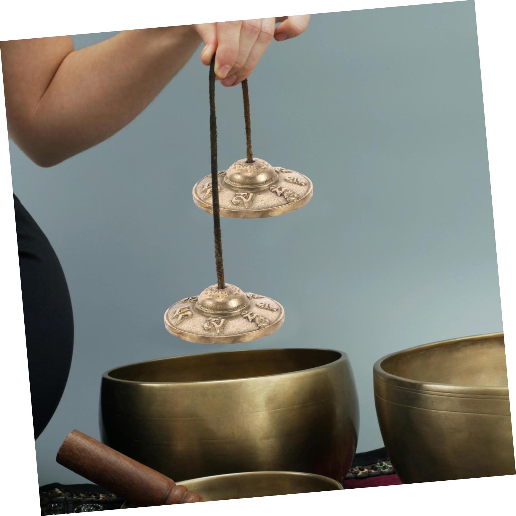 1 Paar Tibetische Tingsha Zimbeln aus Kupfer, Gold