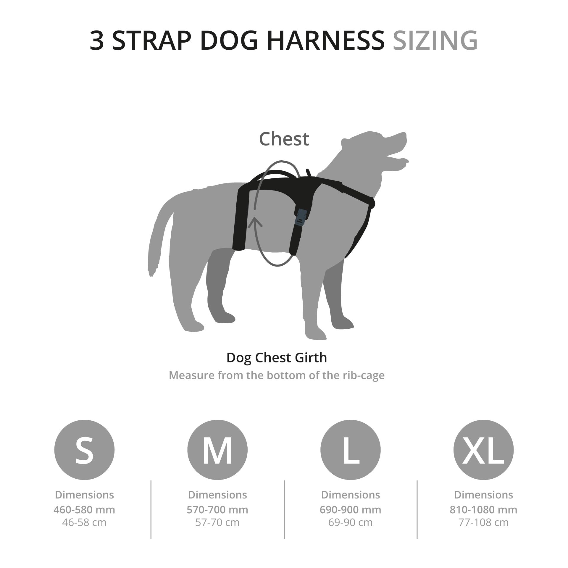 Mountain Paws Arnés de Perro de 3 Correas | para Adaptarse a tamaños de Pecho de 46 a 108 cm, con asa Central y Ribetes Reflectantes