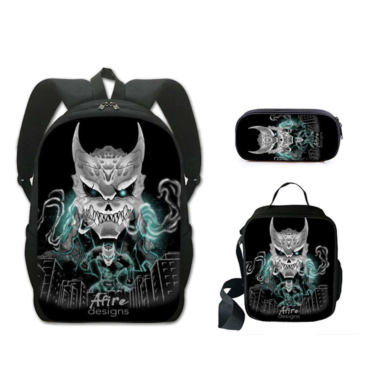ISaikoy 3 in 1 Anime Kaiju No. 8 Backpack Hibino Kafka Bookbag Daypack Satchel School Bag 5