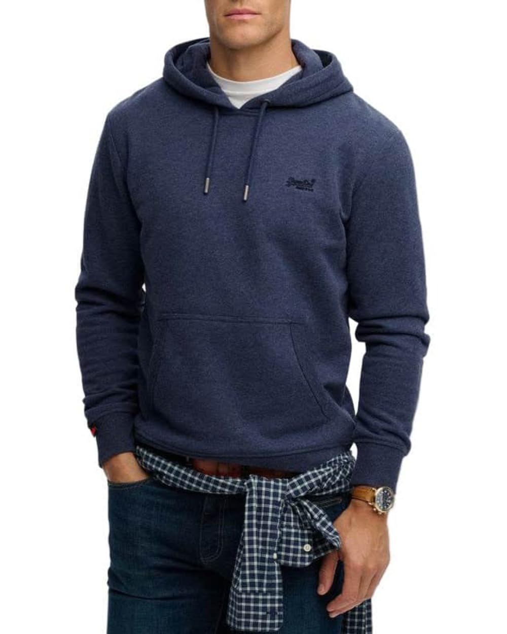 Superdry Men's Heritage Navy Marl Essential Logo Hoodie (Uk, Alpha, Xxl, Regular, Regular, )