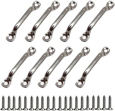 Deck Loop Pad Eye 316 Stainless Steel Bimini Boat Top PAD Eye Eye Straps, Tie Down, Kayak Deck Loops,5mm Pad Eye Bimini 65mm/2.6" Length 10Pcs