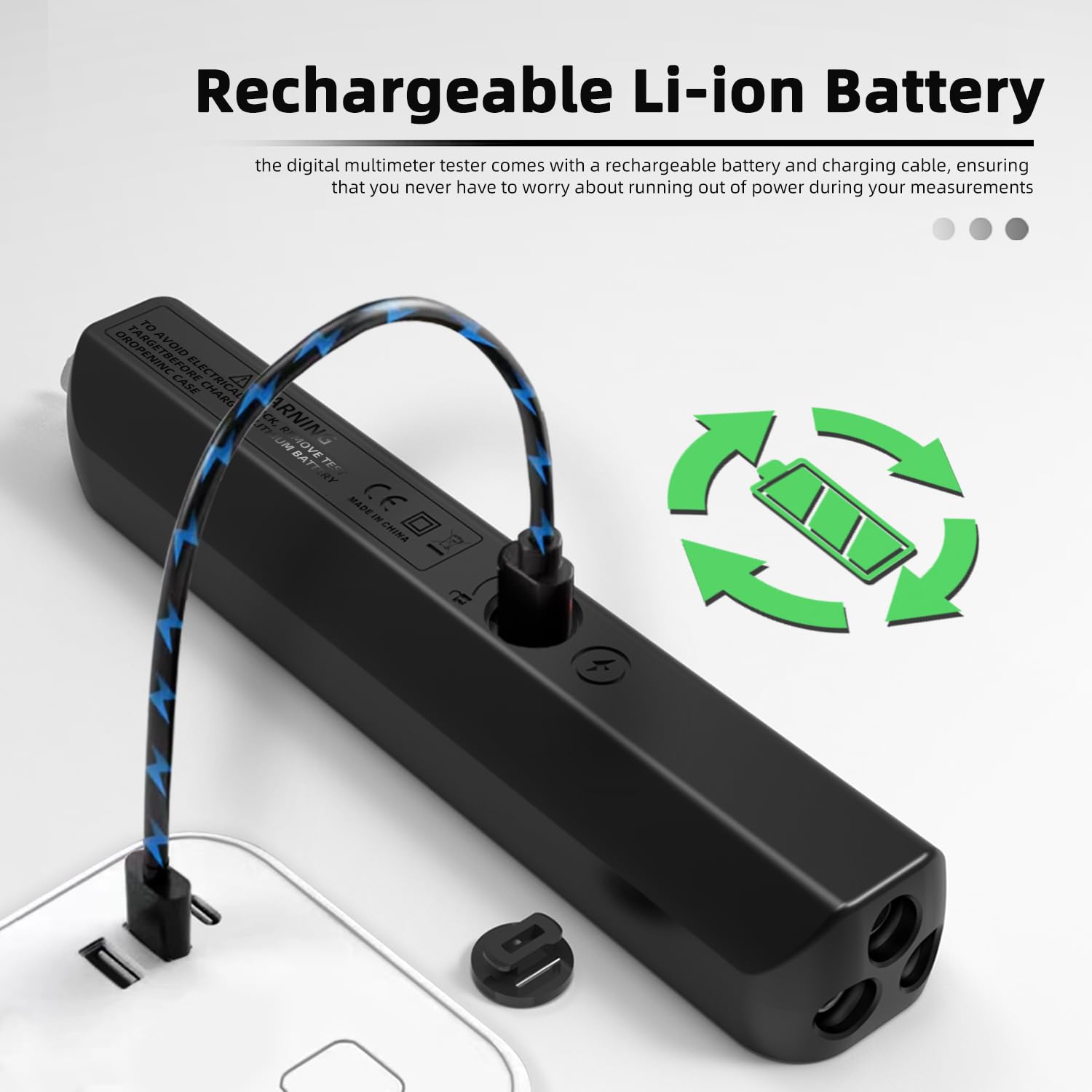 BSIDE S6 Probador de Voltaje Recargable Detector Corriente Eléctrica con Triple Display VFD Bolígrafo Multímetro Automático para Corriente/Voltaje AC DC Ohm Hz y Continuidad Voltímetro Capacimetro
