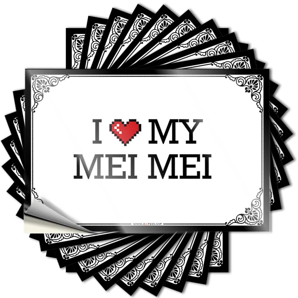 I Love My Mei Mei Half Saying | Beauty Room Decor Waterproof Vinyl Hat Student Removable Decal Peel Stick(12X18CM)