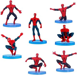 Spider Man Cake Topper, Mini Figurki, Ozdoby Spiderman, Zestaw Dekoracji Urodzinowych Superbohatera, Kreskówki Anime Bohaterowie Filmów, Dekoracje dla Dzieci Party Dostaw, 7 Sztuk