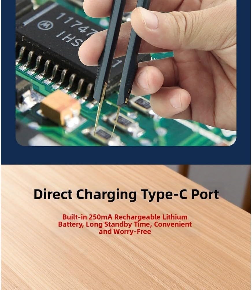 Intelligent LCR Tweezer Meter with 1.14 Screen, Component Tester C/L at 100Hz/1KHz/10KHz, USB-C Rechargeable Bridge