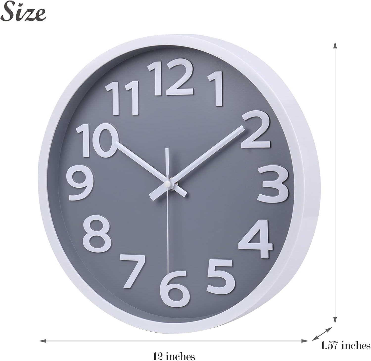 Wall Clock - 12 Inch 3D Numbers Easy to Read Round Wall Clock Silent Non-Ticking Battery Operated Teal Color Decor Clock for Living Room / Office / Bedroom : Home & Kitchen